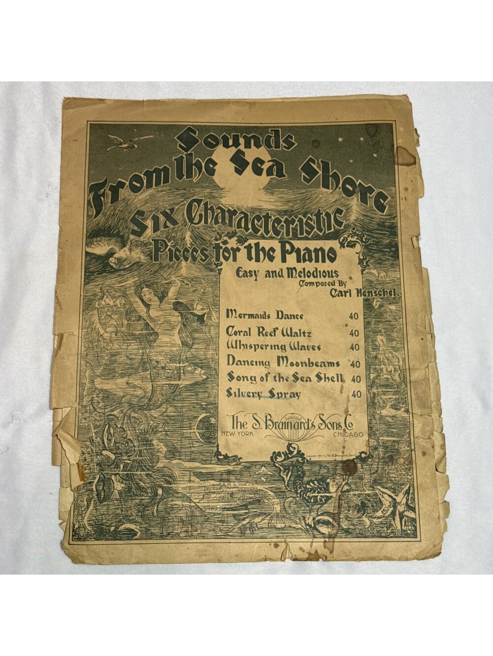 Antique Sheet Music Sounds From The Sea Shore Carl Henschel 1899 Original READ